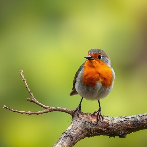 Robin feeding chick in spring nest