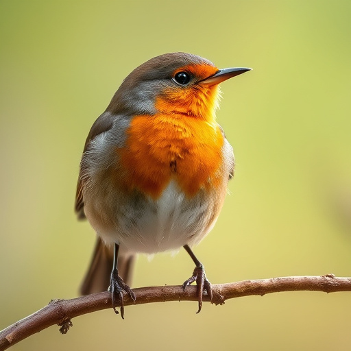 Robin feeding chick in spring nest