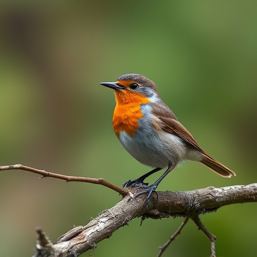 Robin feeding chick in spring nest