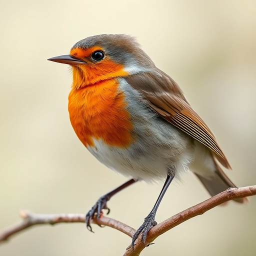Robin feeding chick in spring nest
