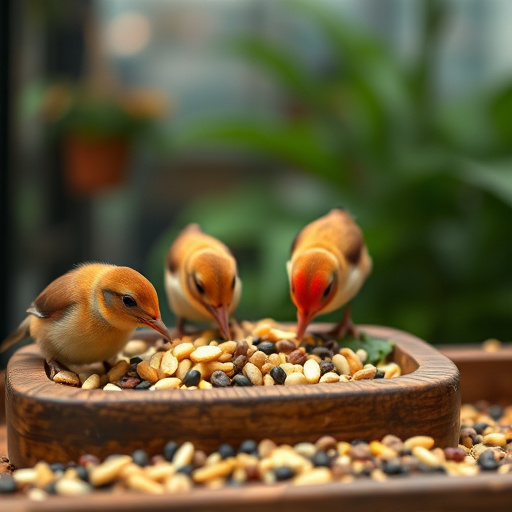 Robin feeding on mealworms in dish