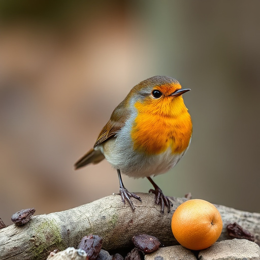 Robin-friendly bird food mix spilling bowl