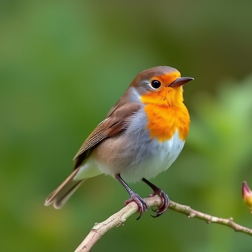 Robin near tray of suet pellets