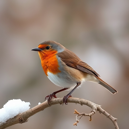 Robin near tray of suet pellets
