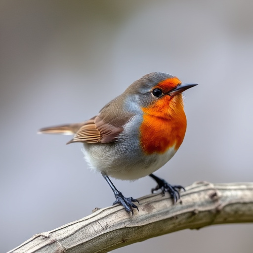 Robin near tray of suet pellets
