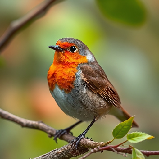 Robin pecking at suet pellets