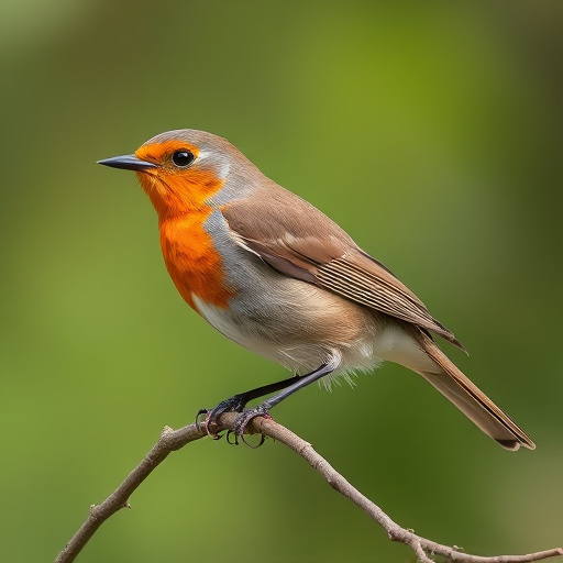 Robin pecking food from bird table