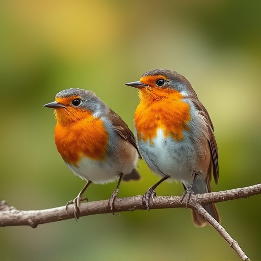 Robin pecking food from bird table
