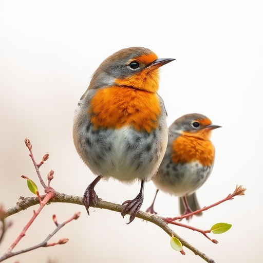 Robin pecking food from bird table
