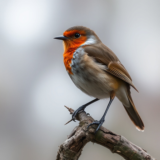 Robin pecking food from bird table