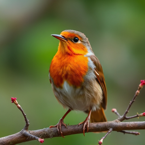 Robin pecking food from bird table