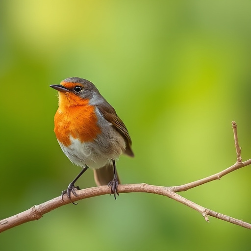 Robin pecking food from bird table