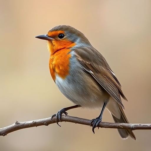 Robin pecking food from bird table