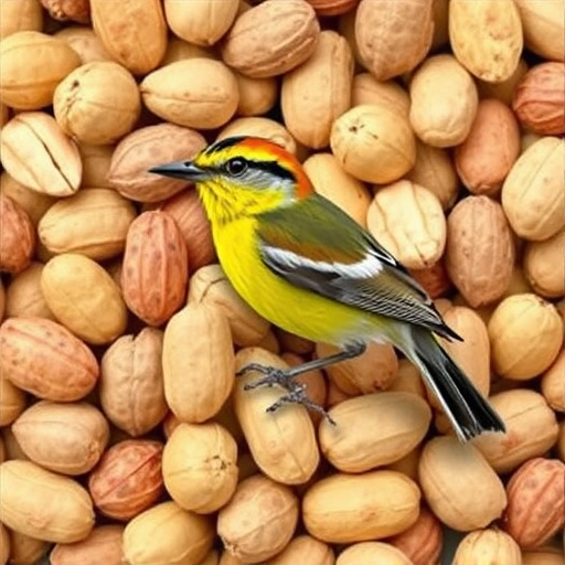 Robin perched near peanut-filled feeder