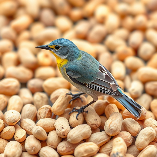 Robin perched near peanut-filled feeder