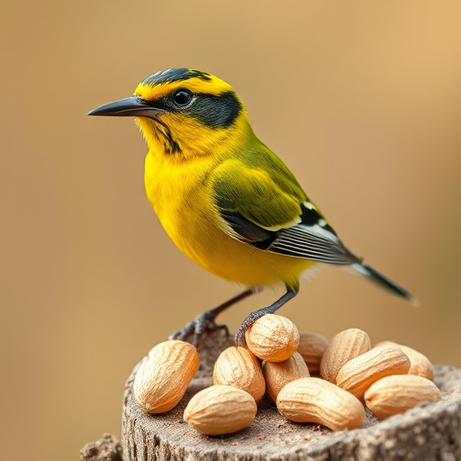 Robin perched near peanut-filled feeder