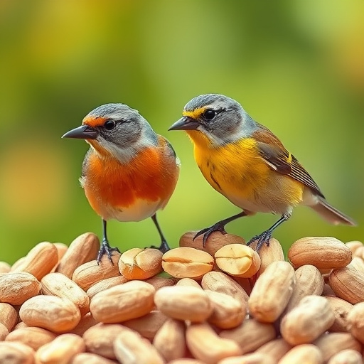 Robin perched near peanut-filled feeder
