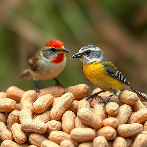 Robin perched near peanut-filled feeder