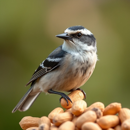 Robin perched near peanut-filled feeder
