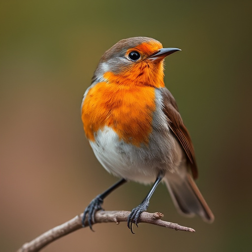Robin resting near tree trunk