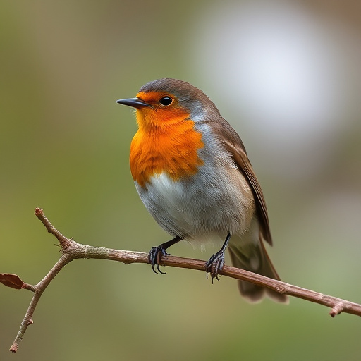 Robin resting near tree trunk
