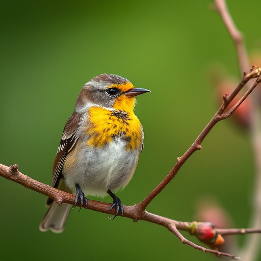 Robin with bright red breast perched