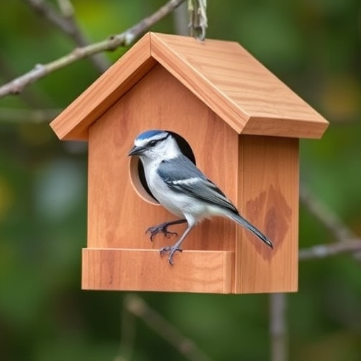 Rustic bird box with roof shingles