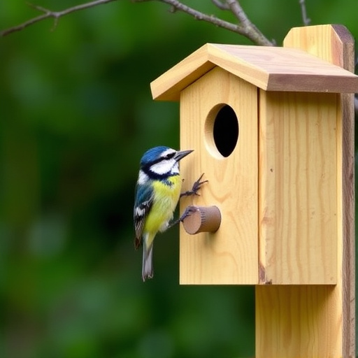 Rustic bird box with roof shingles