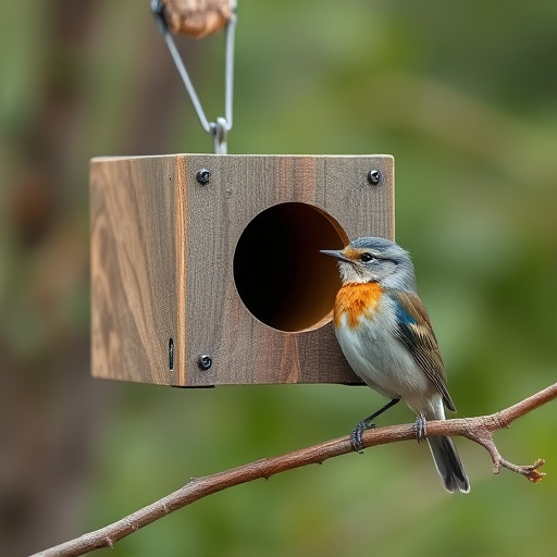 Rustic bird box with roof shingles
