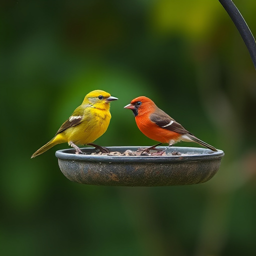 Rustic bird table swaying gently