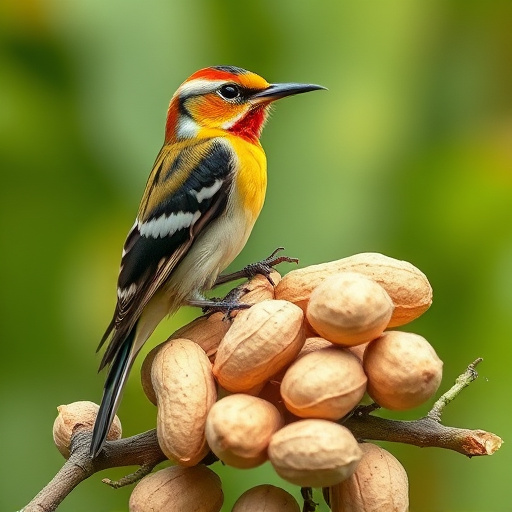 Rustic container filled with bird peanuts