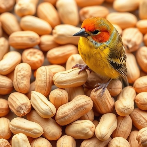 Rustic container filled with bird peanuts