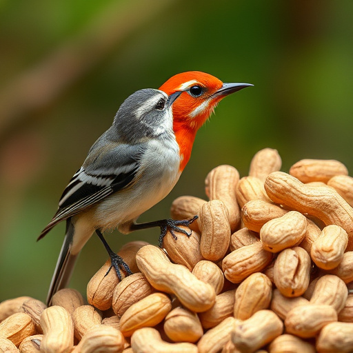 Rustic container filled with bird peanuts