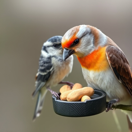 Rustic container filled with bird peanuts