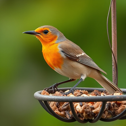 Selection of bird foods on garden table