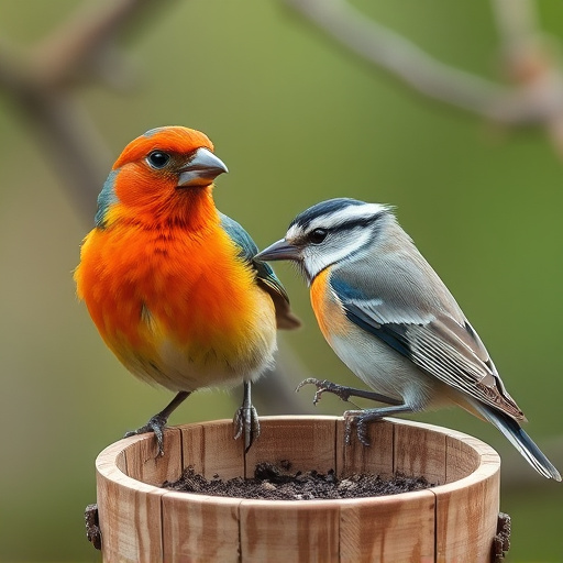 Selection of bird foods on garden table