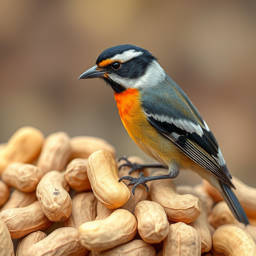 Selection of bird peanuts in bags