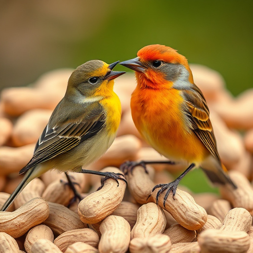 Selection of bird peanuts in bags