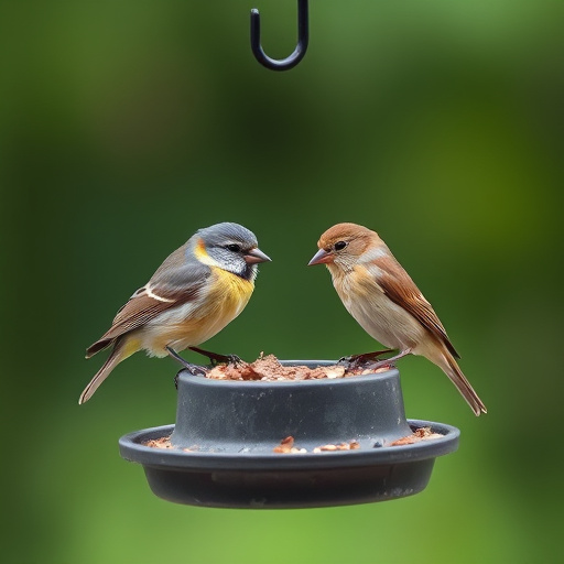 Small bird feeding platform with seed tray
