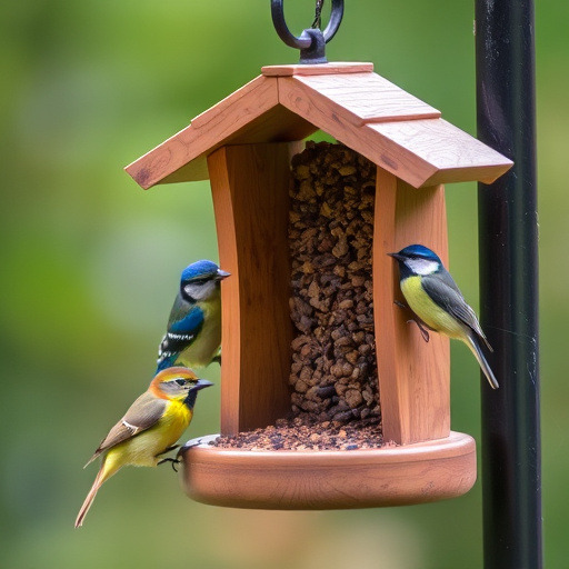 Small bird feeding platform with seed tray