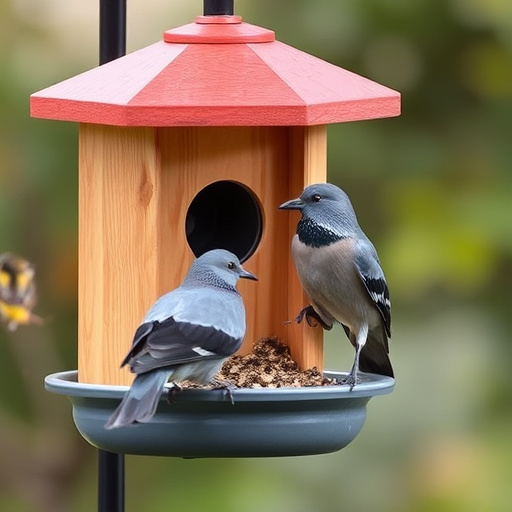 Small bird seed feeder with pigeon guard
