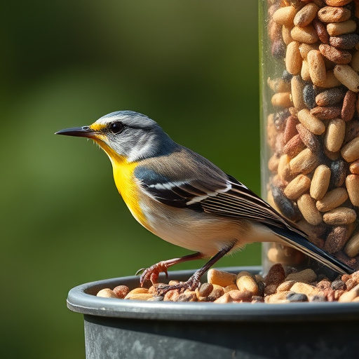 Small birds drinking from birdbath