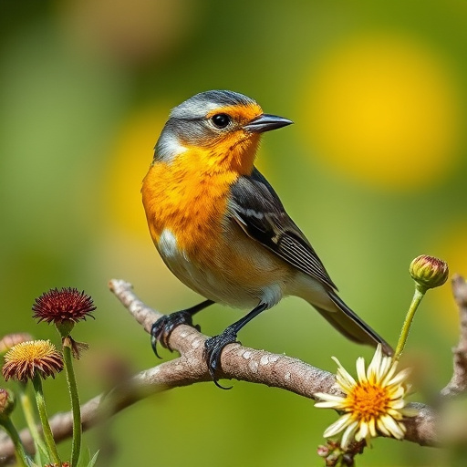 Small birds drinking from birdbath