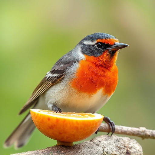 Small birds drinking from birdbath