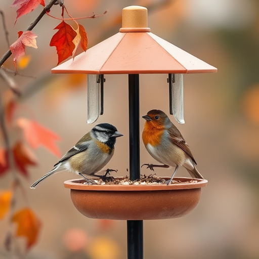 Small birds eating dried fruit pieces