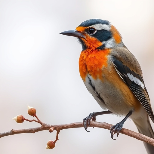 Small birds eating juicy summer fruits