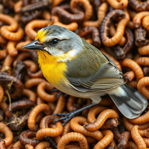 Small birds eating suet with mealworms