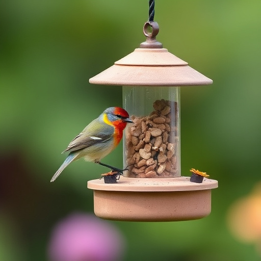 Small birds enjoying seed and berries