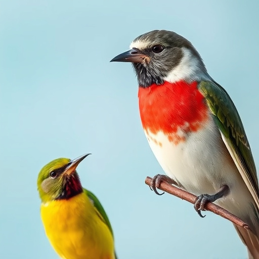 Small birds feeding on mealworms dish