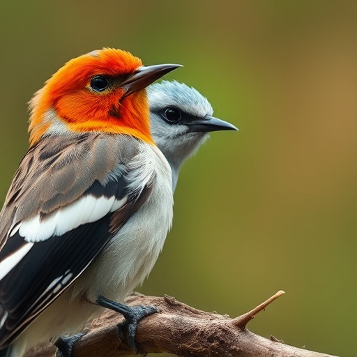 Small birds feeding on mealworms dish
